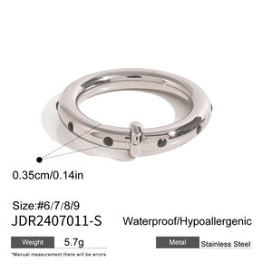 1 Pair Simple Series Simple Geometric Stainless Steel Waterproof Rhinestone Women Single Rings h5 Picture2