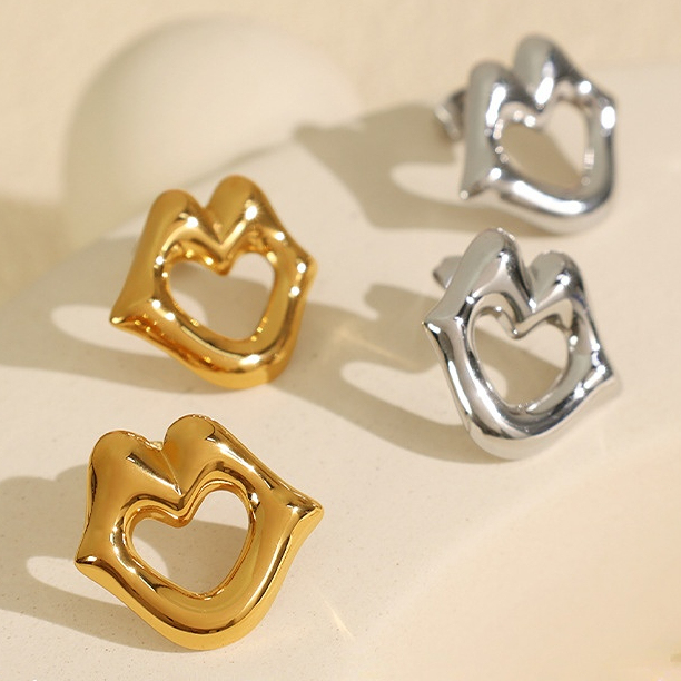 1 Pair Simple Series Simple Geometric Stainless Steel  Gold Plated Women Stud Earrings Picture3