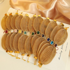 1 Piece Classic Series Retro Bow Knot Stainless Steel Gold Plated Zircon Women Bangles h5 Picture2