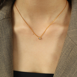 1 Piece Simple Series Simple Geometric Stainless Steel Gold Plated Zircon Women Pendant Necklaces h5 Picture5