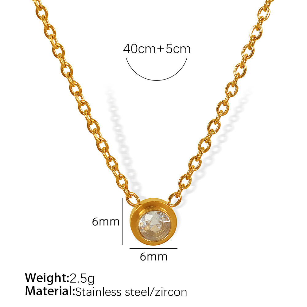 1 pezzo semplice serie semplice geometrico acciaio inossidabile placcato oro 18K zircone donne collane con ciondolo Immagine2