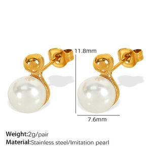 1 pair simple series simple geometric stainless steel gold plated artificial pearl women Necklaces Sets h5 Picture2