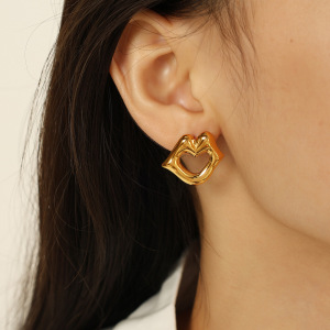 1 Pair Simple Series Simple Geometric Stainless Steel  Gold Plated Women Stud Earrings h5 Picture5