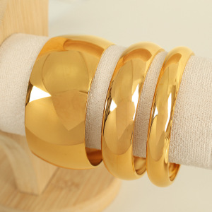 1 Piece Simple Series Simple Solid Color Stainless Steel Gold Plated Women Bangles h5 Picture2