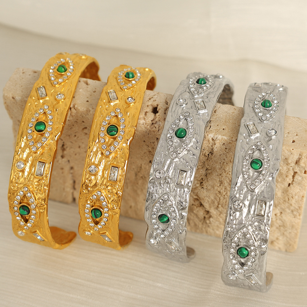 1 Piece Classic Series Retro Eye Stainless Steel Gold Plated Zircon Women Bangles h5Picture2