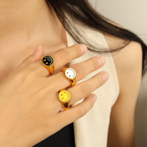 1 Paar Simple Series Simple Cartoon Edelstahl 18 Karat Vergoldete Verstellbare Ringe Für Frauen h5 Bild4