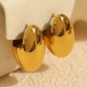 1 Pair Simple Series Simple Solid Color Stainless Steel  Gold Plated Women Stud Earrings h5 Picture2