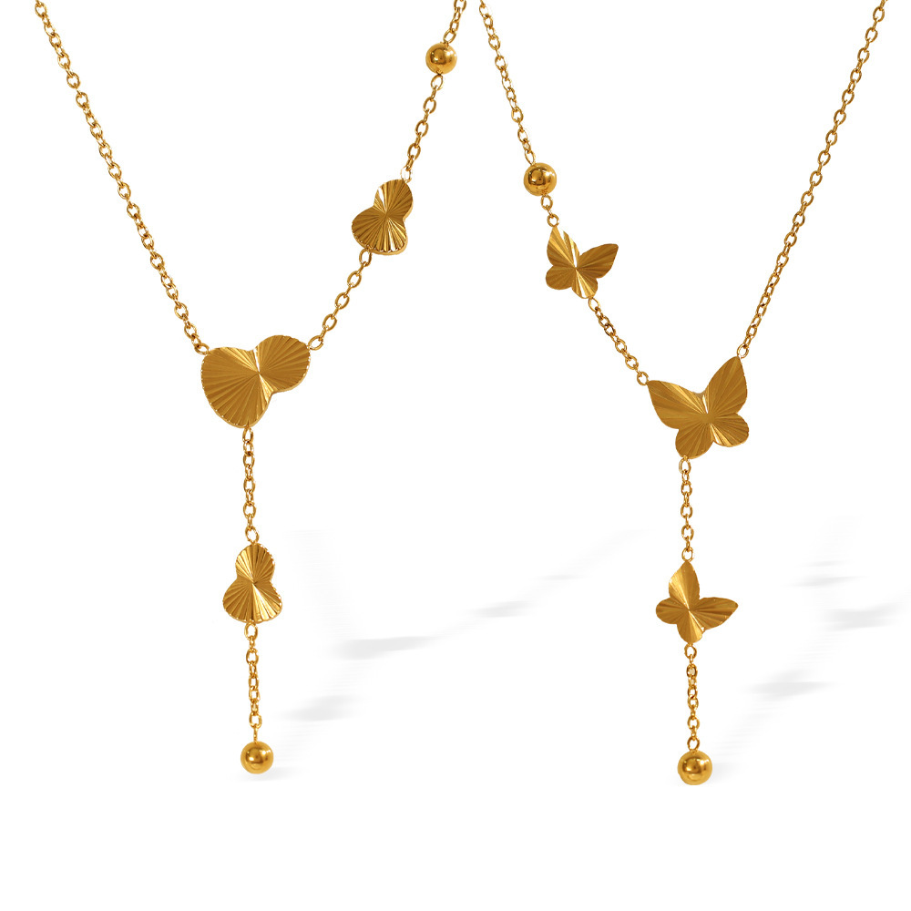 Collar Con Colgante De Acero Inoxidable Chapado En Oro De 18 Quilates Para Mujer, Serie Simple, 1 Unidad Imagen3