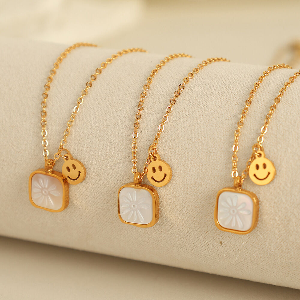 1 piece simple series simple cartoon stainless steel  gold plated women pendant necklaces h5 