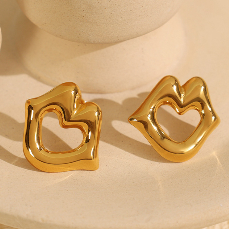 1 Pair Simple Series Simple Geometric Stainless Steel  Gold Plated Women Stud Earrings Picture4