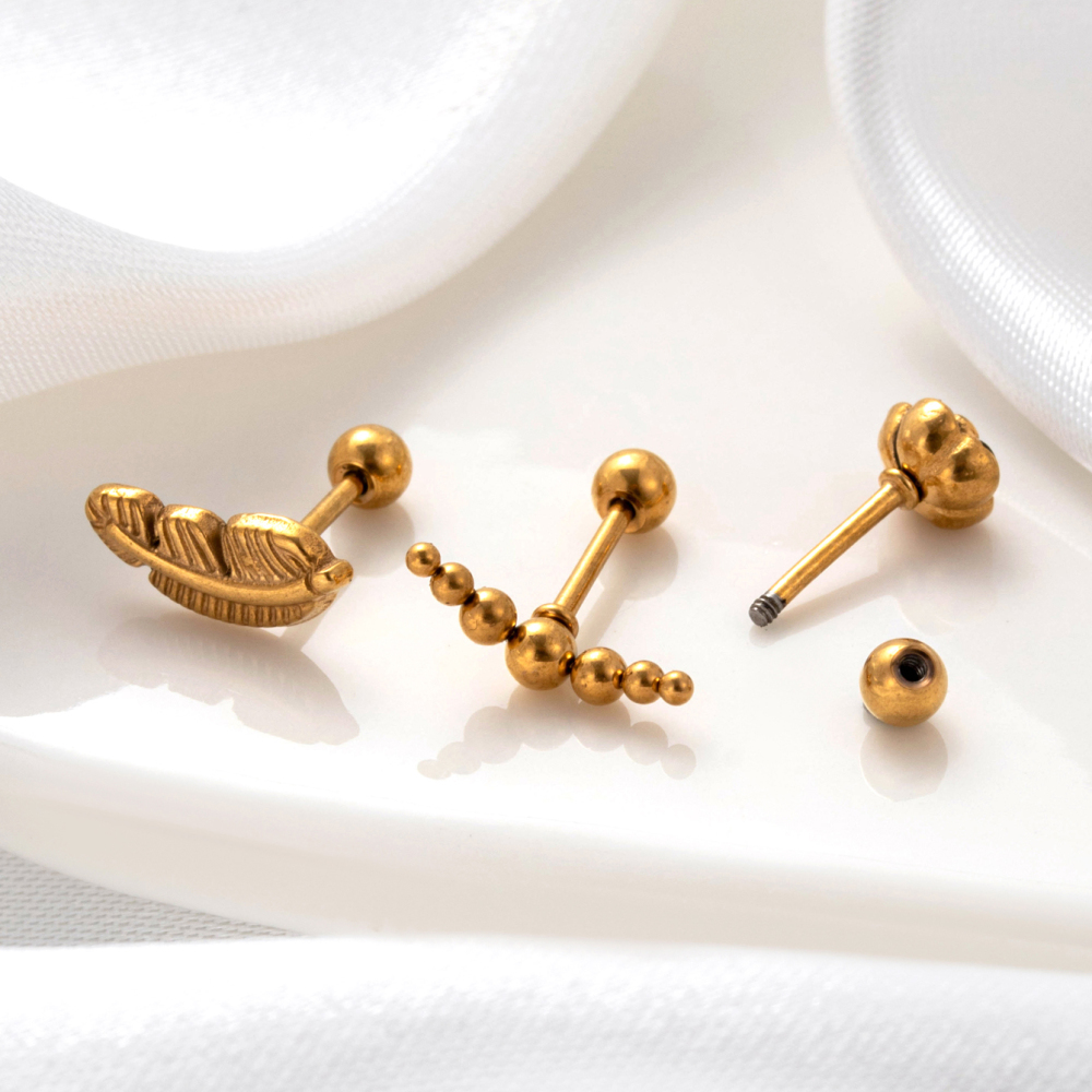 1 Piece Simple Series Simple Flower Titanium Steel No Plating Material Women Piercing Earrings Picture3