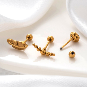1 Piece Simple Series Simple Flower Titanium Steel No Plating Material Women Piercing Earrings h5 Picture3