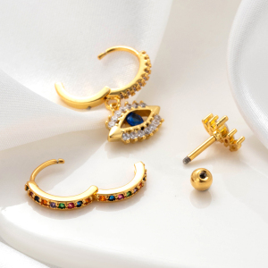 1 Piece Simple Series Classic Eye Copper No Plating Material Zircon Women Piercing Earrings h5 Picture3