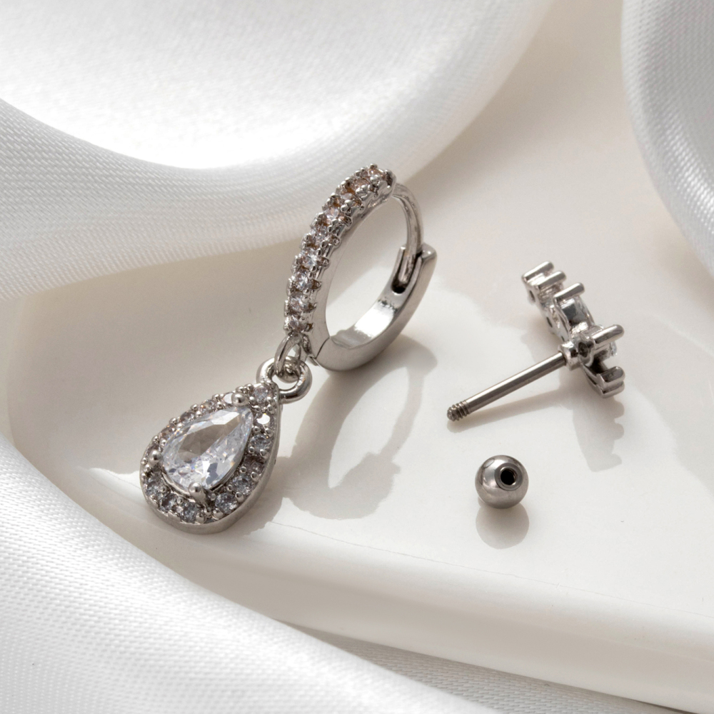 1 Piece Simple Series Simple Droplet Copper No Plating Material Zircon Women Hoop Earrings h5Picture3