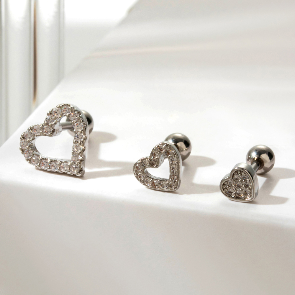 1 Piece Simple Series Classic Heart Titanium Steel No Plating Material Zircon Women Piercing Earrings h5Picture3