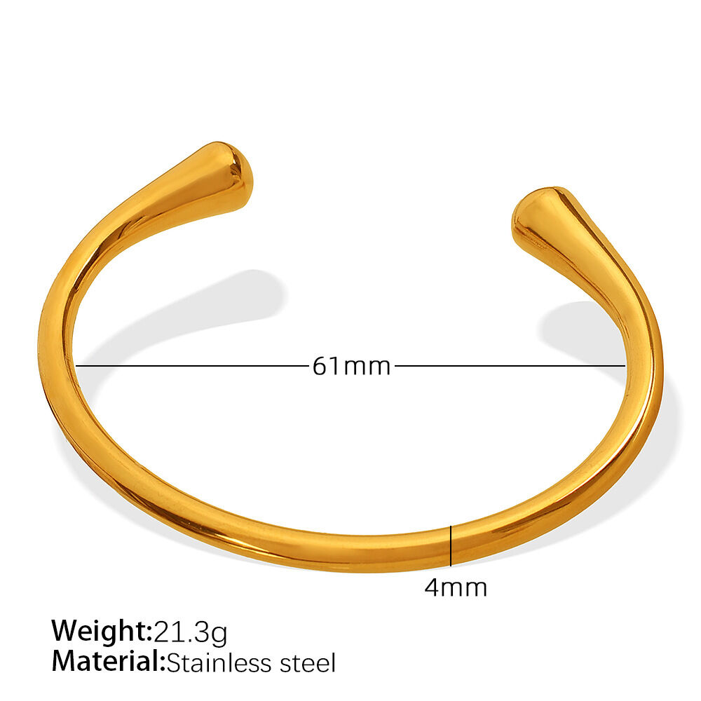 1 pezzo semplice serie semplice tinta unita acciaio inossidabile placcato oro 18K braccialetti da donna h5 Immagine2