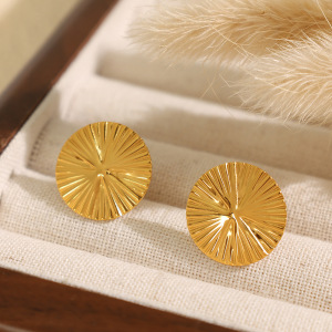1 Pair Simple Series Retro Geometric Stainless Steel  Gold Plated Women Stud Earrings h5 Picture2