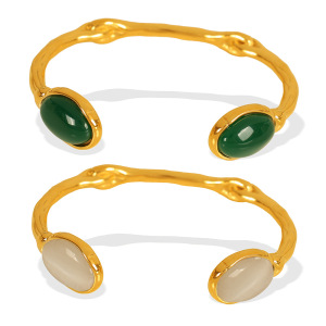 1 Piece Simple Series Simple Geometric Stainless Steel  Gold Plated Rhinestone Women Bangles h5 Picture4