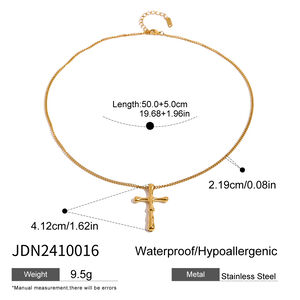 1 piece simple series cross stainless steel gold plated women pendant necklaces h5 Picture2