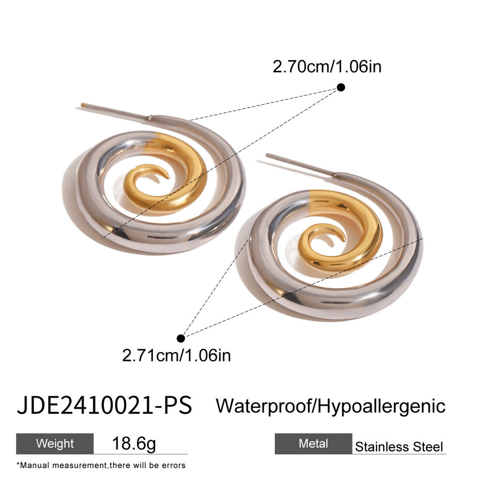 1 pair simple series thread stainless steel gold plated women stud earrings Picture2