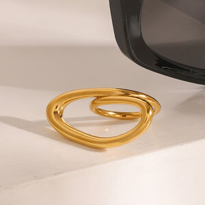 1 pair simple series simple line stainless steel gold plated women single rings h5