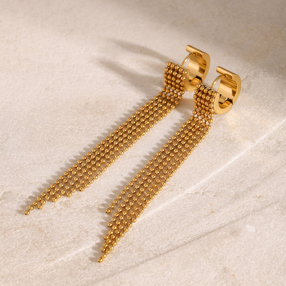 1 pair classic series retro line stainless steel gold plated women Dangle Earrings