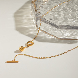 1 Stuk Simple Series Daily Droplet Roestvrij Staal Vergulde Dames Hanger Kettingen h5 Afbeelding4