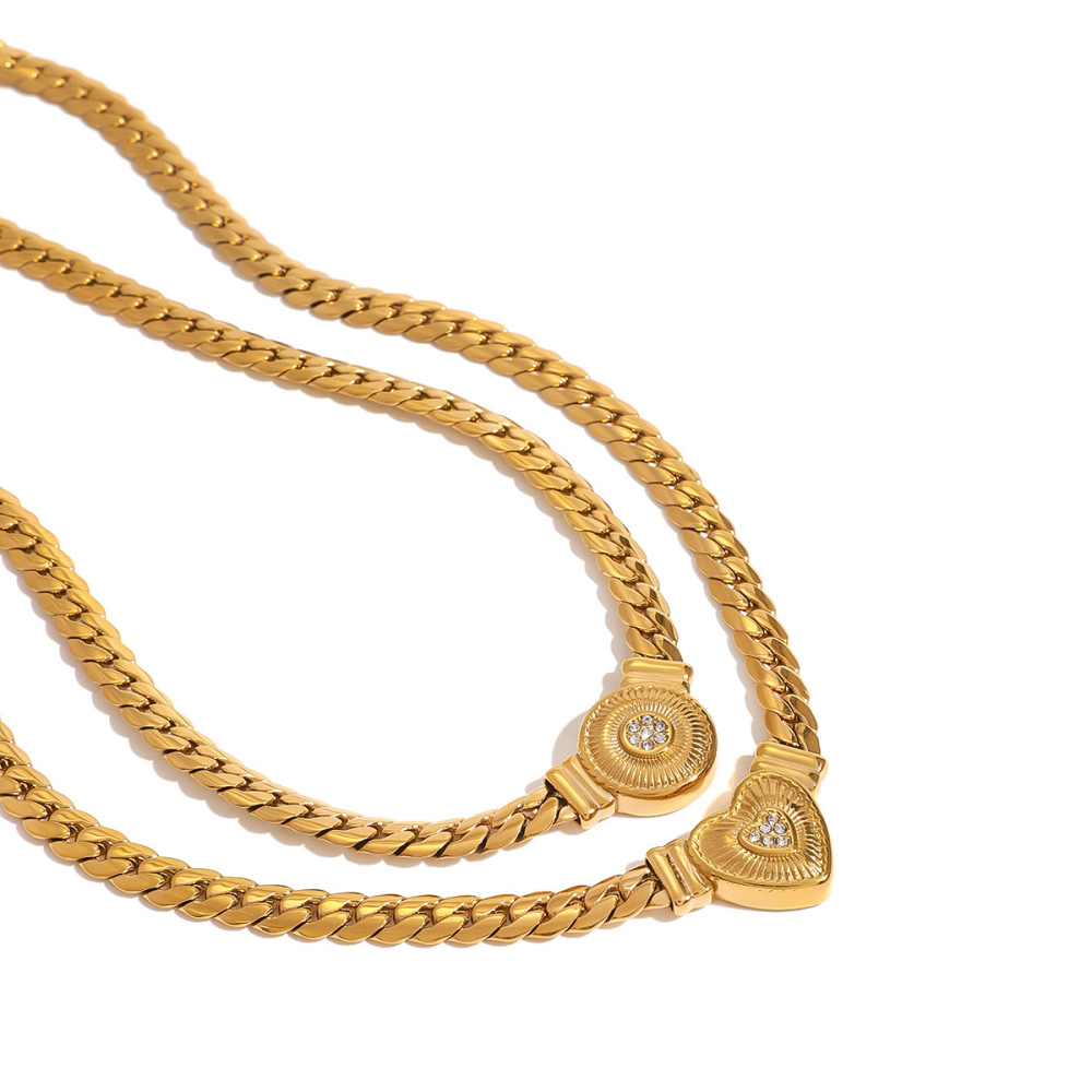 1 Piece Luxurious Series Elegant Love/Heart Shape Stainless Steel Gold Plated Rhinestone Women Pendant Necklaces Picture5