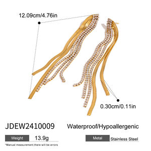 1 pair classic series elegant line stainless steel gold plated rhinestone women Party Earrings h5 Picture2
