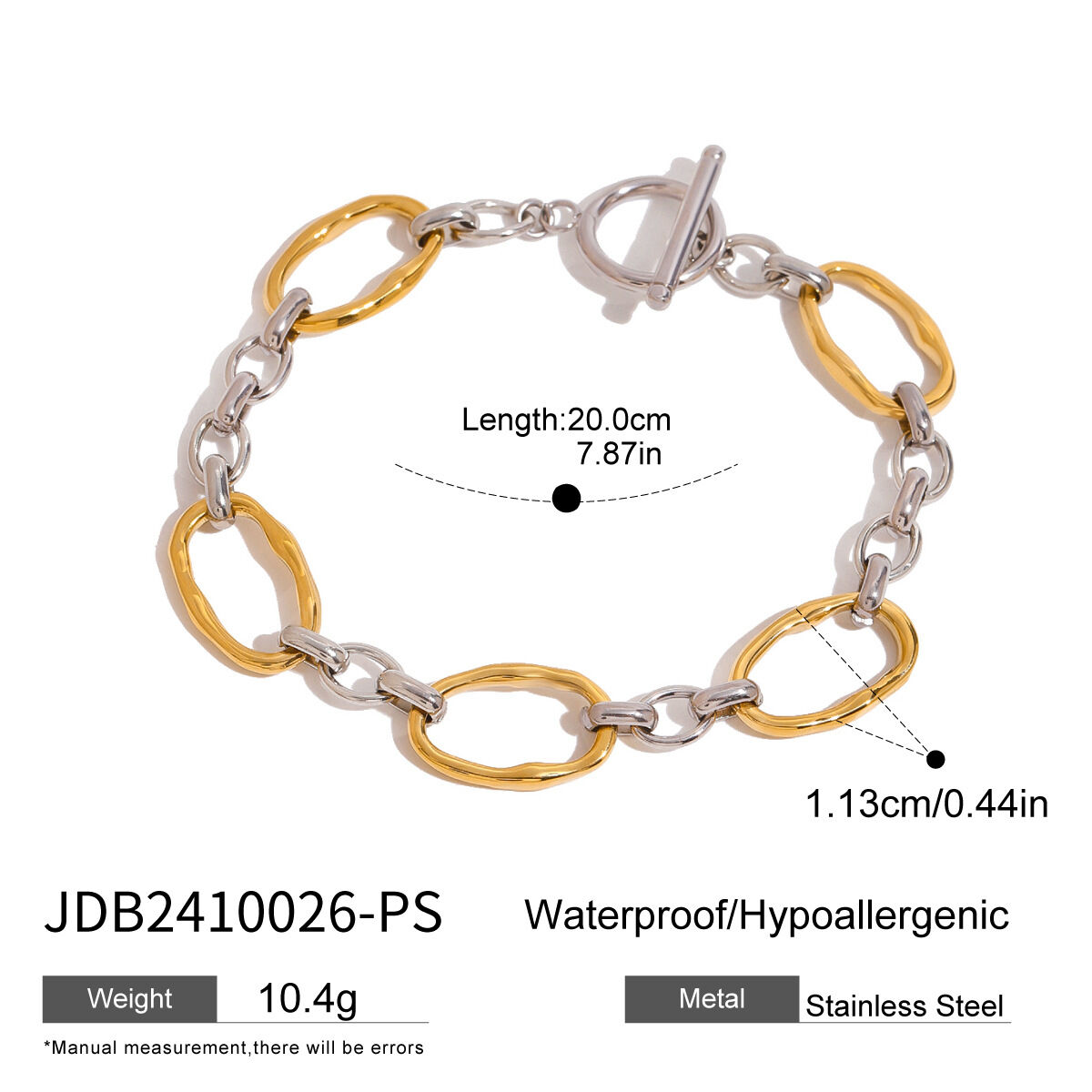 1 piece simple series simple annular stainless steel  gold plated women chain bracelets h5 Picture2