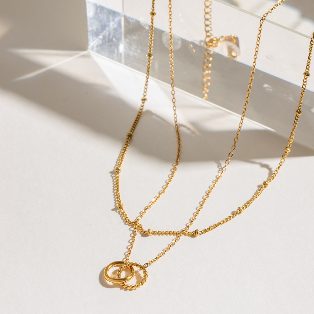 1 Piece Simple Series Simple Annular Stainless Steel Gold Plated Women Layered Necklaces h5Picture3