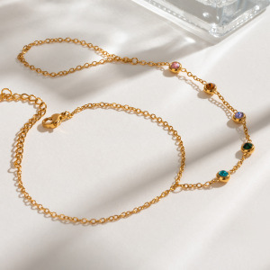 1 Piece Luxurious Series Sweet Line Stainless Steel  Gold Plated Rhinestone Women Chain Bracelets h5 Picture2