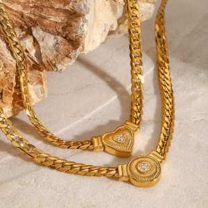1 Piece Luxurious Series Elegant Love/Heart Shape Stainless Steel Gold Plated Rhinestone Women Pendant Necklaces h5 Picture3