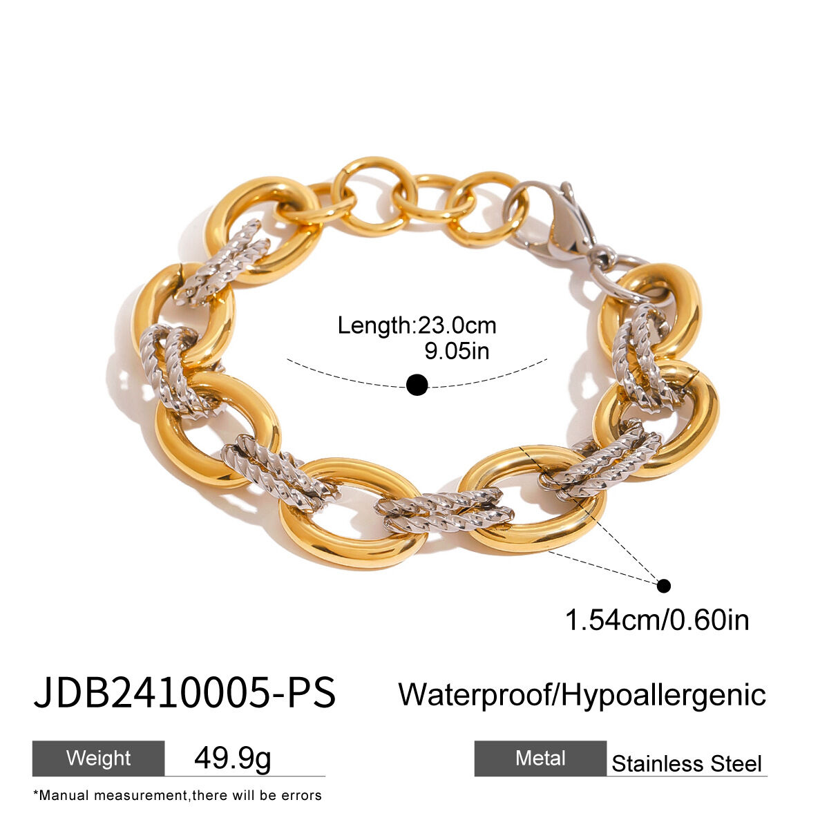 1 piece simple series daily annular stainless steel  gold plated women chain bracelets Picture2