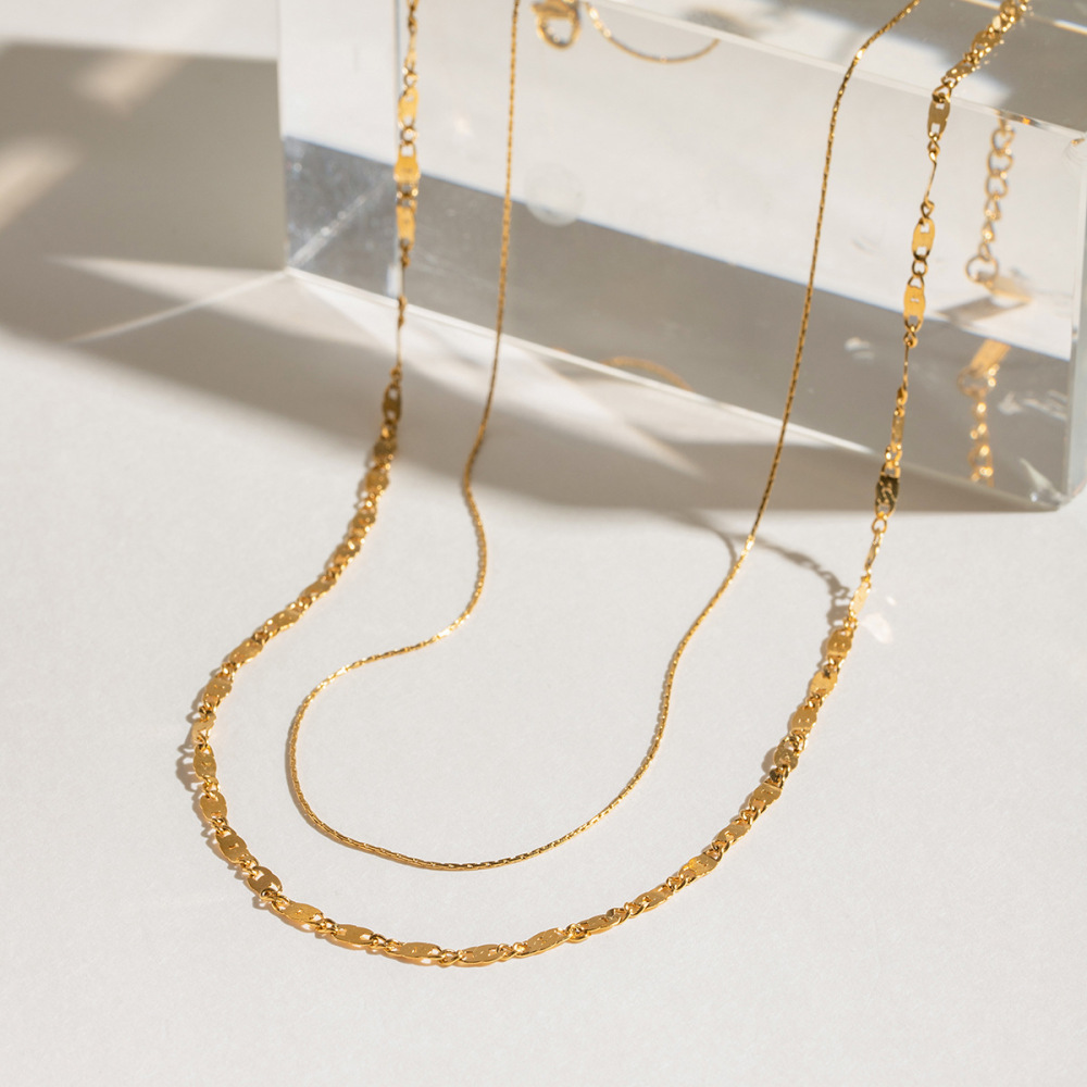 1 Piece Simple Series Retro Annular Stainless Steel Gold Plated Women Layered Necklaces Picture2