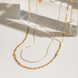 1 Piece Simple Series Retro Annular Stainless Steel Gold Plated Women Layered Necklaces h5 Picture2