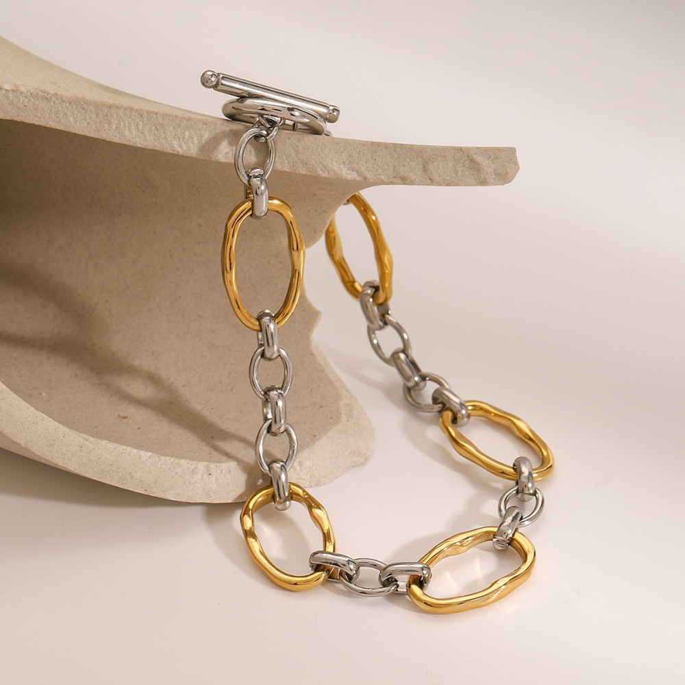 1 Piece Simple Series Simple Annular Stainless Steel Gold Plated Women Chain Bracelets h5Picture4