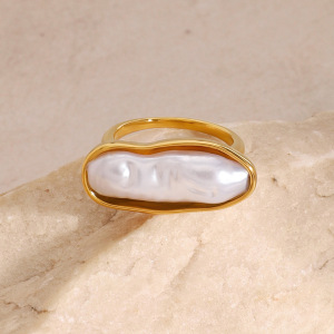 1 Paar Klassische Serie Retro Perle Edelstahl 18 Karat Vergoldet Kunstperle Damen Einzelringe h5 Bild4