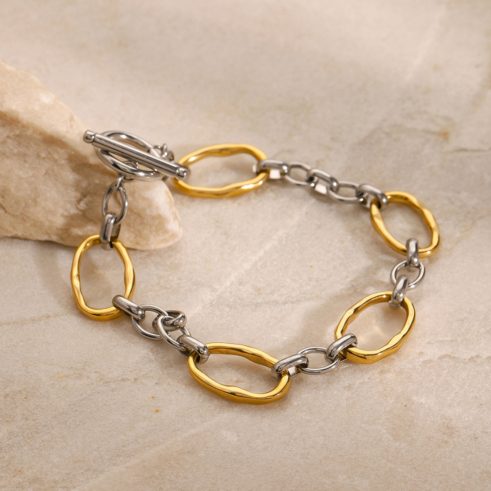 1 Piece Simple Series Simple Annular Stainless Steel Gold Plated Women Chain Bracelets h5Picture2
