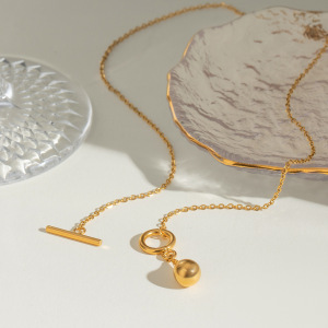 1 Stuk Simple Series Daily Droplet Roestvrij Staal Vergulde Dames Hanger Kettingen h5 Afbeelding3