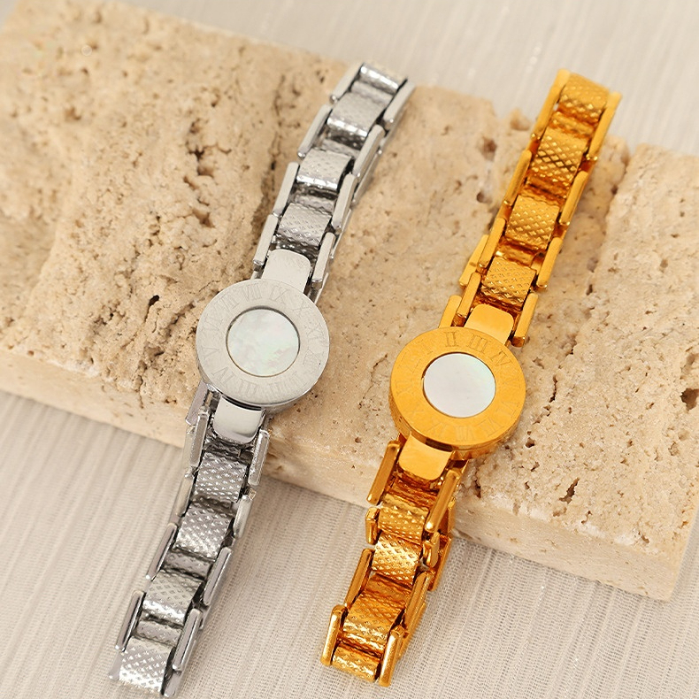 1 Piece Simple Series Retro Heart Stainless Steel Gold Plated Shell Women Charm Bracelets h5Picture4