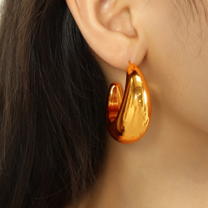 1 Par De Pendientes De Botón Para Mujer, De Acero Inoxidable Chapado En Oro, De Color Sólido, Clásicos, De Serie Simple h5 Imagen3