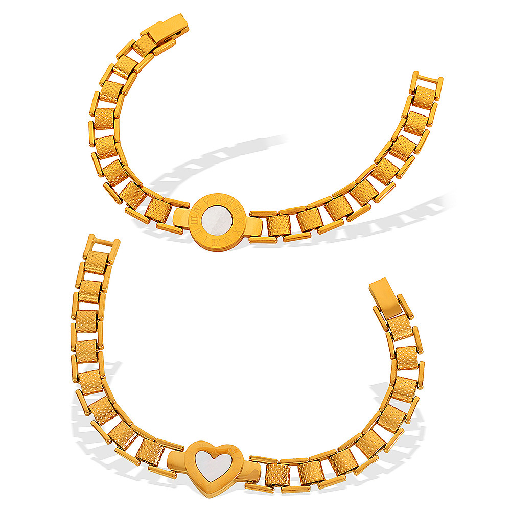 1 Piece Simple Series Retro Heart Stainless Steel Gold Plated Shell Women Charm Bracelets h5Picture3
