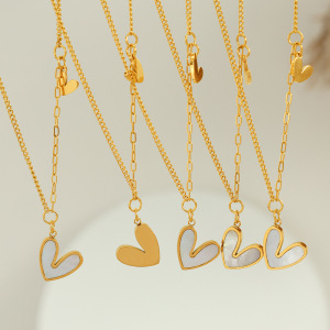 1 Stuk Eenvoudige Serie Eenvoudige Hart Roestvrij Staal Vergulde Schelp Dames Hanger Kettingen h5 Afbeelding4