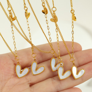 1 Stuk Eenvoudige Serie Eenvoudige Hart Roestvrij Staal Vergulde Schelp Dames Hanger Kettingen h5 Afbeelding2