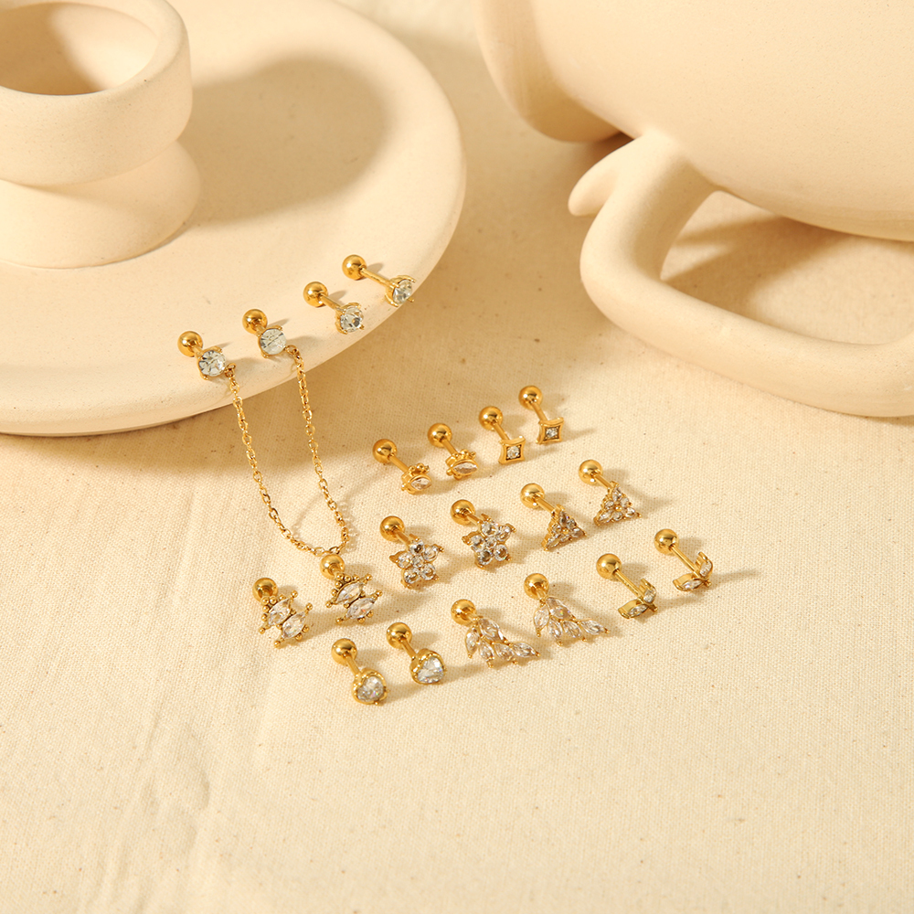 Simple Round Shape Stainless Steel Waterproof Gold Color Women's Studs Earrings Picture2