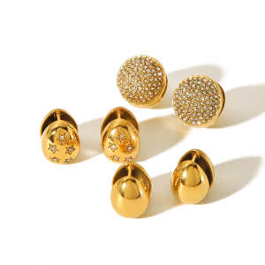 1 Pair Of Fashionable Classic  Gold-Plated Stainless Steel Double-Sided Diamond Geometric Earrings For Women's Jewelry For Daily Wear h5 Picture4
