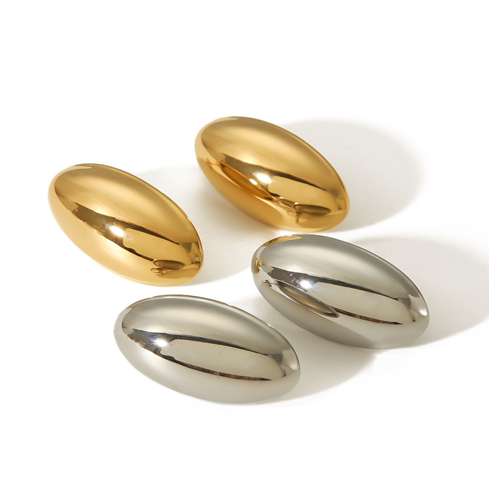 1 Pair Of Creative Classic  Gold-Plated Stainless Steel Shiny Long Oval Earrings For Women's Jewelry For Daily Wear Picture4
