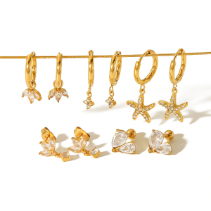 1 Pair Of Exquisite And Fashionable  Gold-Plated Stainless Steel With Diamond Flower Pendant Earrings For Women's Daily Wear h5 Picture4