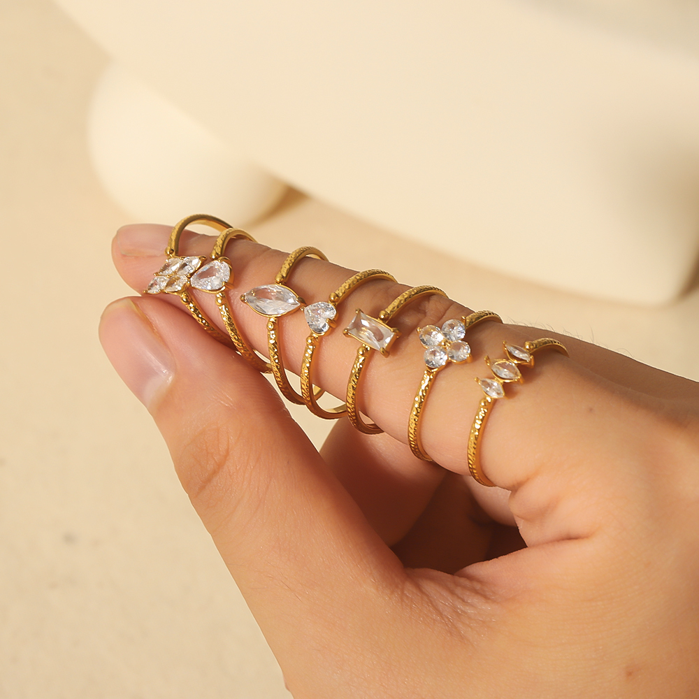 Daily Lightweight Stainless Steel Waterproof Women's Gemstone Rings Picture3